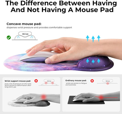 EooCoo Ergonomic Mouse Pad with Gel Wrist Rest Support, Middle Concave Design for Natural Wrist Alignment, Non-Slip Base Mousepad for Laptop, Computer, Office Desk Accessories, Carpal Tunnel Syndrome