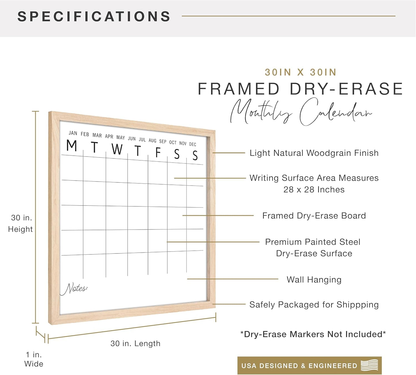 MCS Dry Erase Weekly Planner 11x24 Walnut Framed Calander Whiteboard for Wall, Plan Your Week with Family Weekly Planner for Dinners, Sports, Events & More