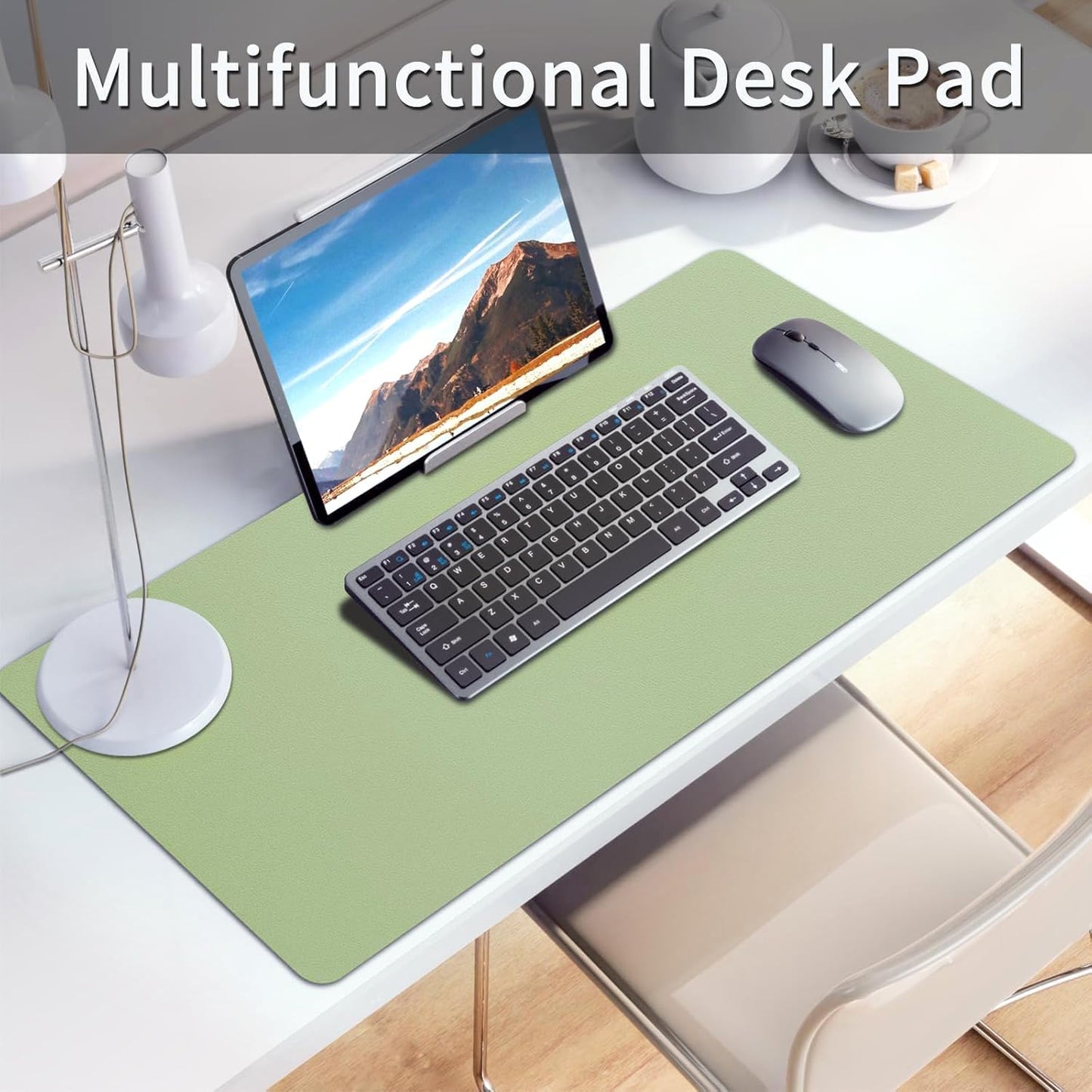 Bloss Leather Desk Pad and Keyboard Wrist Rest, Large Mouse Pad + Keyboard Pad+Mouse Wrist Support, Non-Slip Desk Mat Protector for Office, Home(31.5×15.7 Inches,Beige) - Colors A