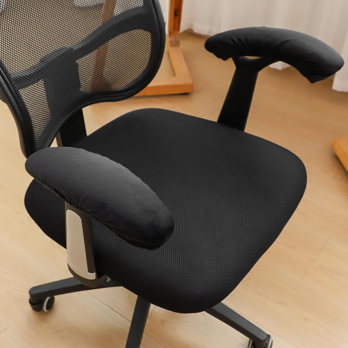 FORCHEER Office Chair Armrest Covers 12-15 Inch Velvet Elastic Black Arm Rest Covers for Desk Computer Chairs Washable