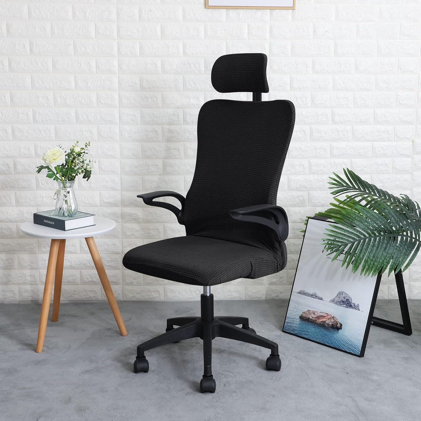FORCHEER Office Chair Armrest Covers 12-15 Inch Velvet Elastic Black Arm Rest Covers for Desk Computer Chairs Washable