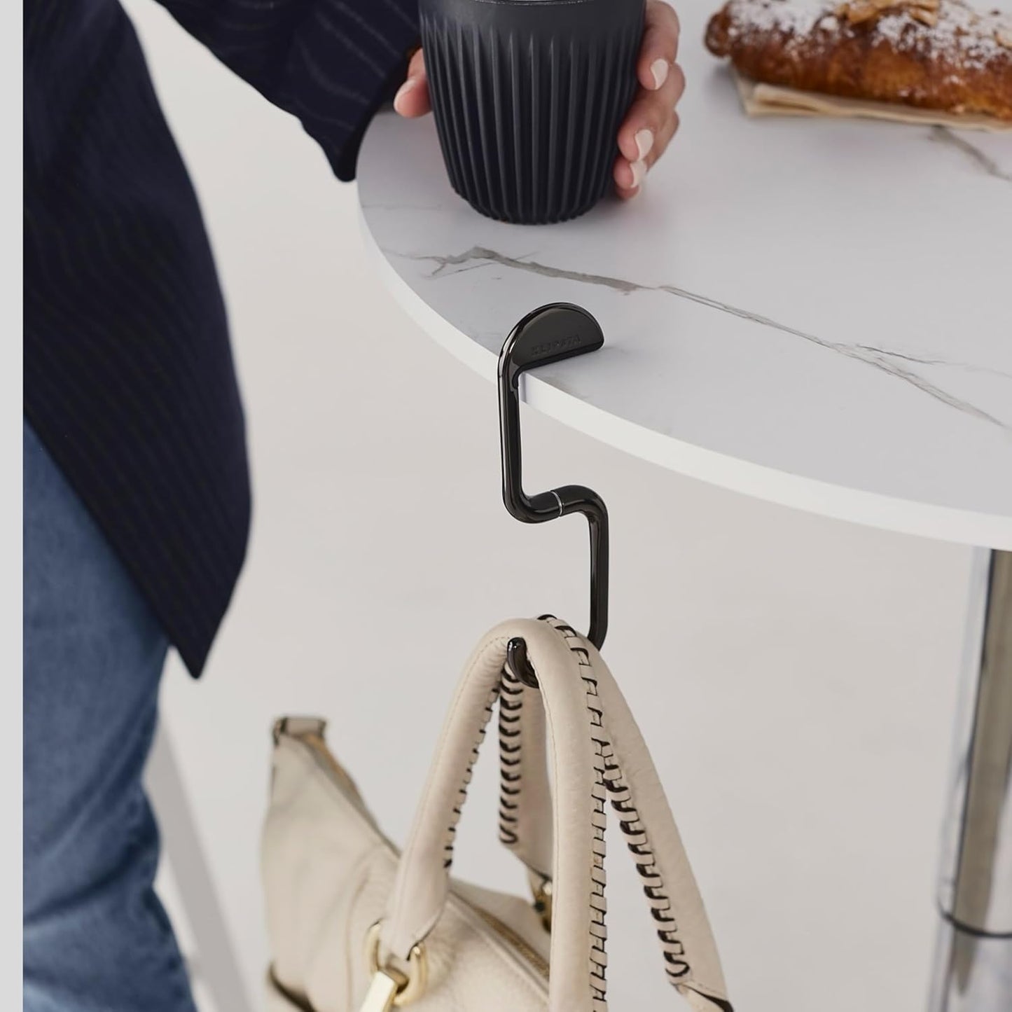 FLIP Bag Hook - Newly Redesigned. Portable Purse Hanger for Table with Magnetic Closure - Now Holds up to 50 lbs (Gold)