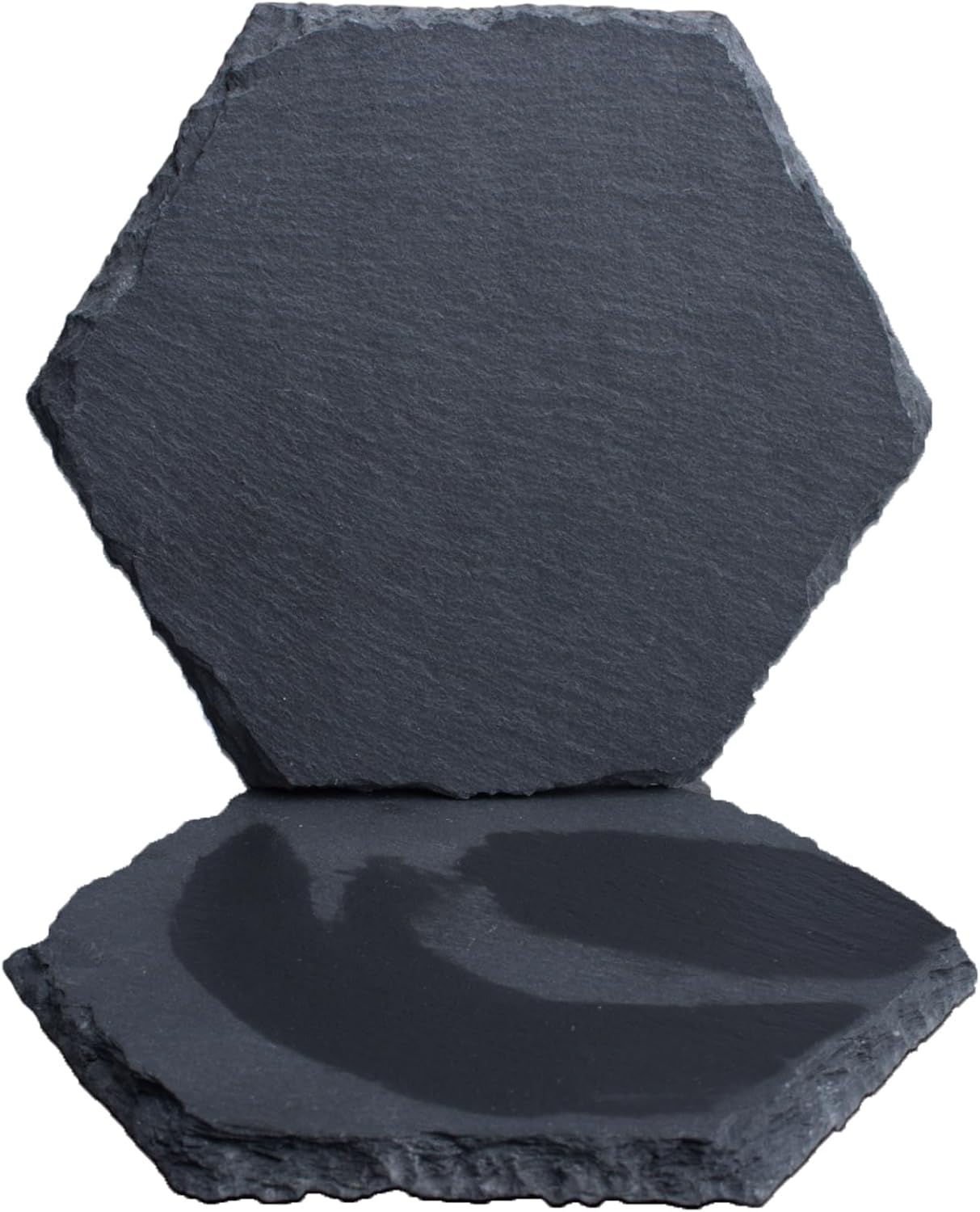 Black Nature Stone Round Coasters Set of 2, Cup Coasters Absorbent Anti-Scratch, Furniture Table Desk Drink Coaster for Office Bar Kitchen Home, Stylish Décor Protects Wood & Glass Surfaces (2 Pack)