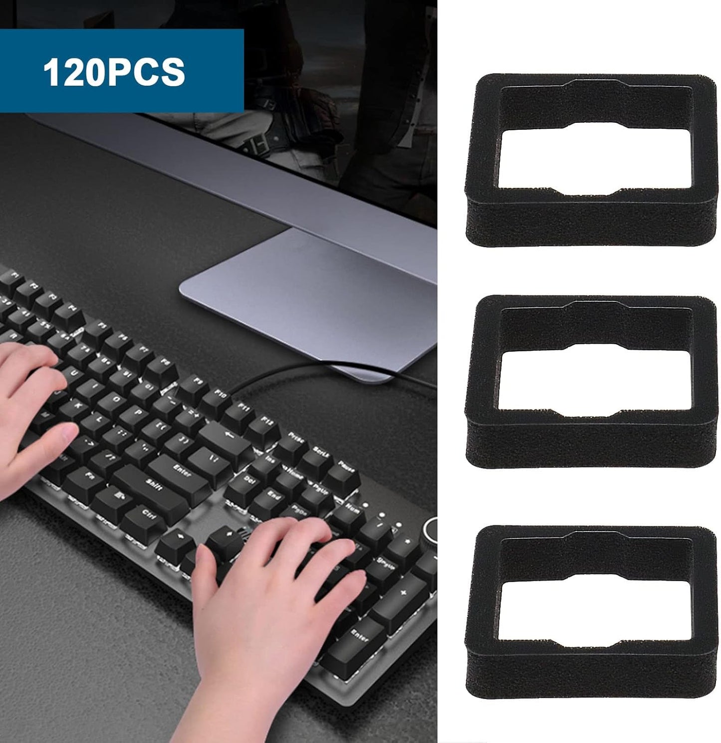 ECSiNG 120pcs Switch Silencer Pad Shockproof Sandwich Cotton for Mechanical Keyboard Keysporon Noise Dampener Foam Sound Insulation