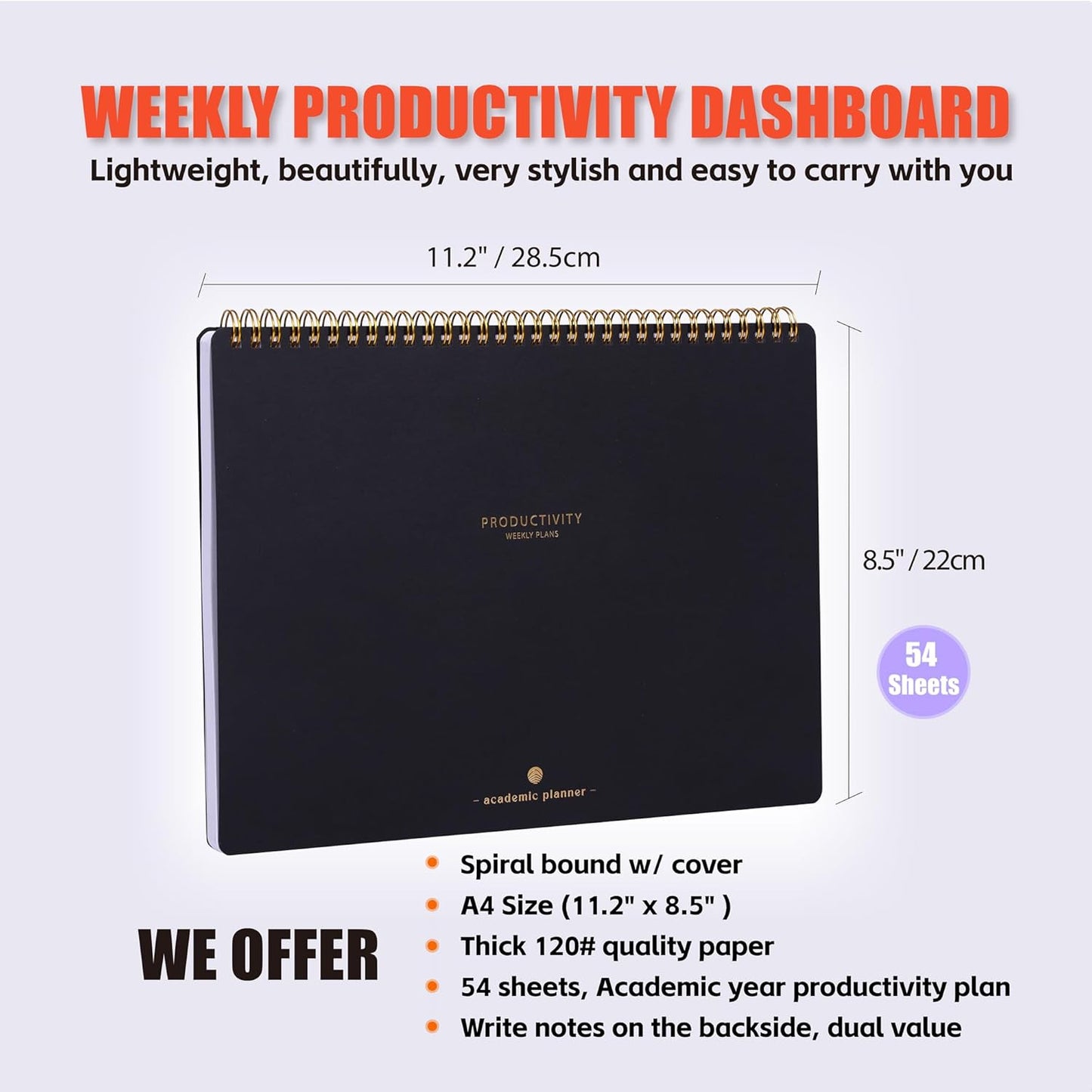Sunday Start Weekly Planner with Habit Tracker - 8.5×11" Professional Productivity Tools to Organize Your Daily Tasks, Goals, Projects - Dashboard Desk Pad - ADHD To-Do List Notepad
