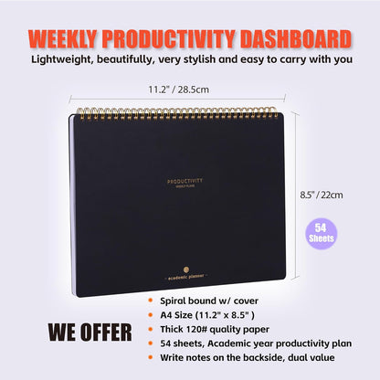 Sunday Start Weekly Planner with Habit Tracker - 8.5×11" Professional Productivity Tools to Organize Your Daily Tasks, Goals, Projects - Dashboard Desk Pad - ADHD To-Do List Notepad