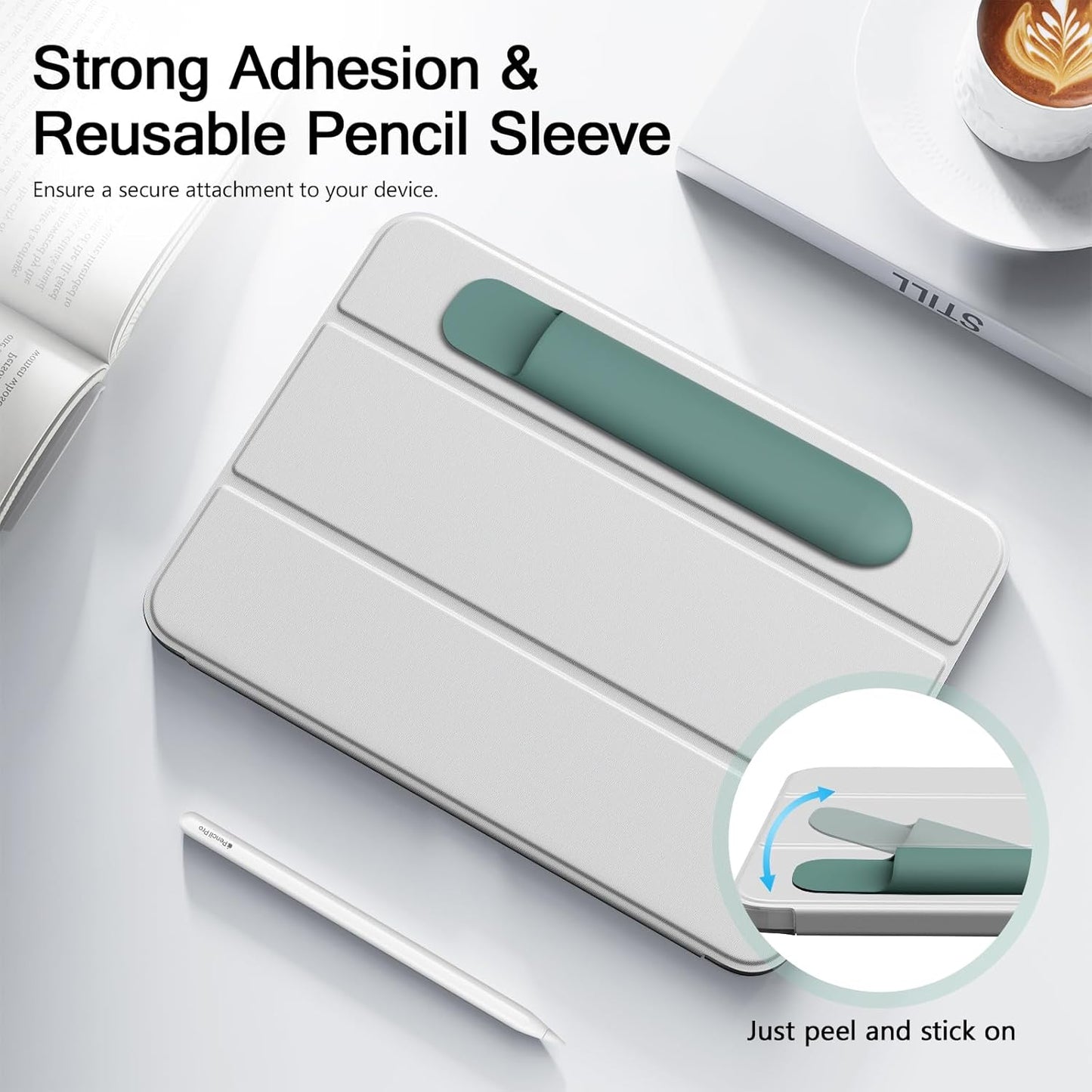 MoKo Pencil Case Holder, Adhesive Silicone Pencil Protected Sleeve Compatible with Apple Pencil Pro/ (USB-C)/ 1st/ 2nd Generation, Similarly Sized Styluses Accessories, Black