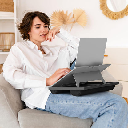 HUANUO Laptop Desk, Portable Laptop Stand Fits Up to 15.6 Inch Laptops, Adjustable with 8 Angles Lap Desks for Adults - Dual Cushion Desk for Sofa, Bed, Car or Work Table