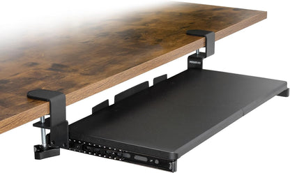Mount-It! Under Desk Keyboard Tray, 30" Extra-Wide Clamp-On Slide-Out Drawer, Holds 11 lbs, Fits Desks up to 1.77" Thick, No-Drill C-Clamp Mount