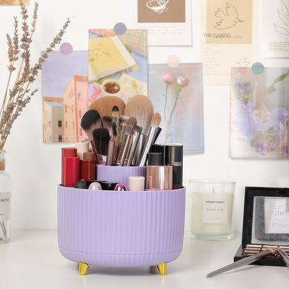 SKYDUE 360 Rotating Plastic Desk Pen Organizer with 5 Slots, Dual-Purpose Art Supply Pencil Cup for Office, School, Home