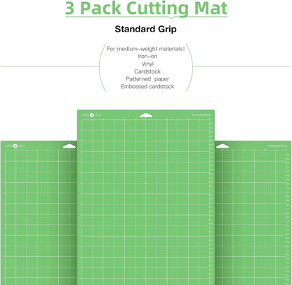HTVRONT Standard Grip Cutting Mat, 6 Pack Cutting Mat 12x12 Compatible with Cricut Maker 3/Maker 4/Maker/Explore 3/4/5/Air 2/One, Standard Adhesive Sticky Quilting Cutting Mats Replacement Accessories