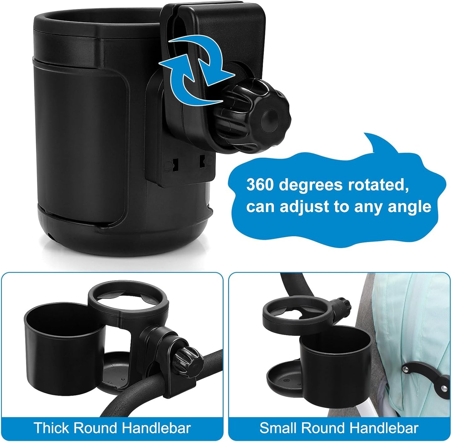 Accmor Stroller Cup Holder, Universal Cup Holder for Uppababy Nuna Doona Strollers, Bottle Drinks Holder for Wheelchair, Walker, Bike, Scooter
