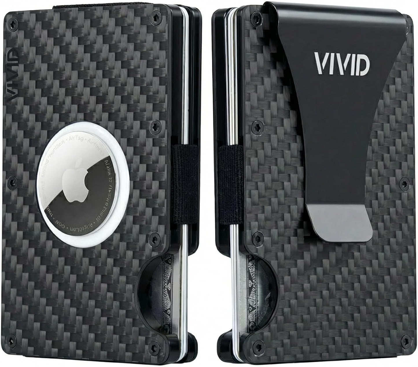 VIVID Carbon Fiber AirTag Wallet for Men - Slim, Modern, RFID Blocking, Scratch Resistant, Credit Card AirTag Holder, Easy Access Cards, Money Clip, Mens Wallet (Carbon Fiber)