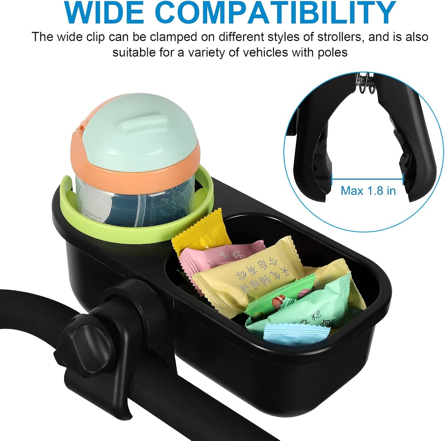 Accmor Stroller Cup Holder, Universal Cup Holder for Uppababy Nuna Doona Strollers, Bottle Drinks Holder for Wheelchair, Walker, Bike, Scooter