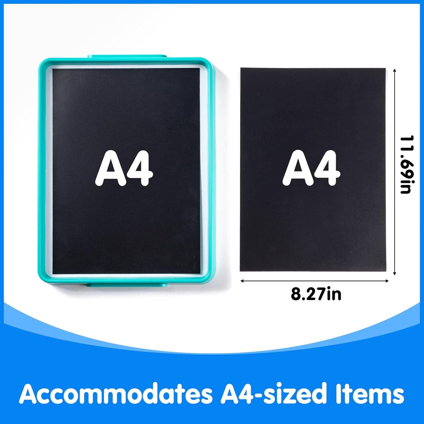 Magnetic Board for Kids – 13.2" X 10" - Magnetic Dry Erase Tray | Stackable Magnetic Tray for Classroom, Home, Travel & Preschool Learning (Cyan)