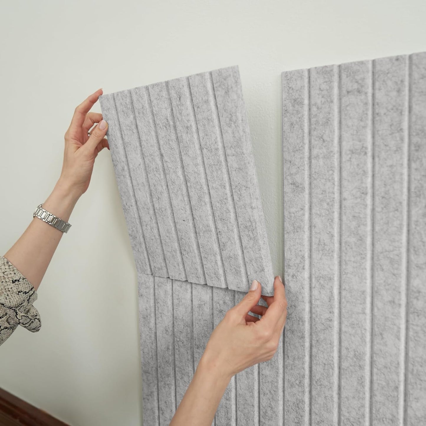 Large Felt Bulletin Board - Stylish Perfectly Sized 35" x 47" Cork Board Alternative for Office & Wall Decor – 12 Customizable Adhesive Tiles w/Golden Pins are Perfect to Display Your Photos