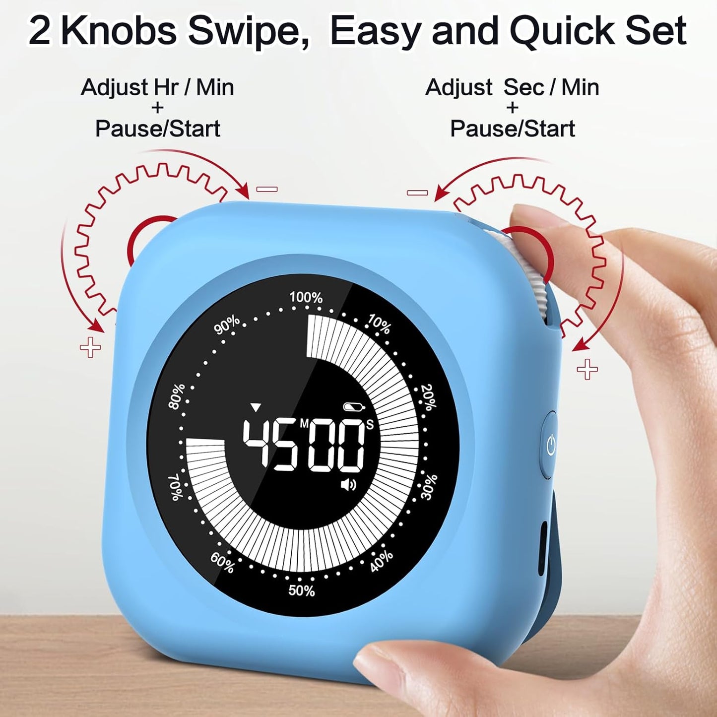 Visual Timer for Classroom Rechargeable, 10-Hour Digital Timers with Visual Time Bars Design, 3 Brightness/3 Volume Adjustable Magnetic Timer, Countdown/up Timer for Study Game Gym Kitchen Office