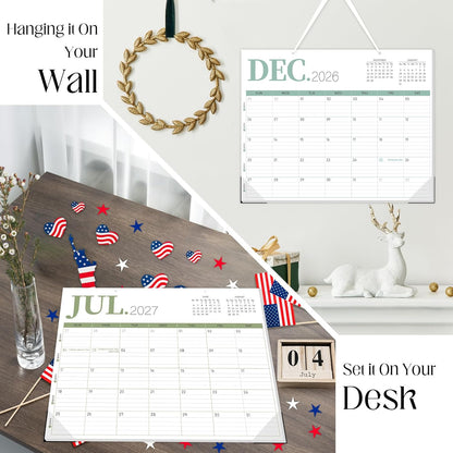 Guasslee Desk Calendar 2026-2027(Jun. 2026 - Dec. 2027), 19-Month School Year Compact Desktop & Wall Calendar, 14" x 11" Thick Paper Monthly Planner for Small Space, Home Office, Dorm & School
