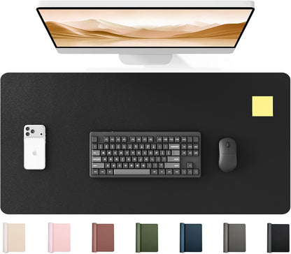 YSAGi 35.4" x 17" Large PU Leather Desk Mat for Keyboard and Mouse - Waterproof Non-Slip Desk Pad Protector for Office, Home, Writing Desk, Black