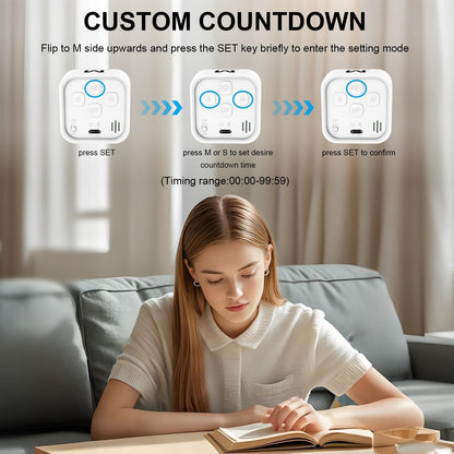 Rotating Cube Pomodoro Timer 5, 25, 10, 50 Min Preset + Custom Countdown, Desk Productivity Flip Visual Timer w/Silicone Case, Silent Mode, Ideal for ADHD Tool Study Work School (Black)