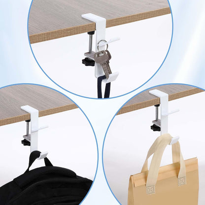 3PCS Desk Mount Bag Holder Hook Clamp,On Backpack Hanger Portable Desk Mount Headphones Holder for Reduce Desk Clutter Table Desk Table Hanging Storage
