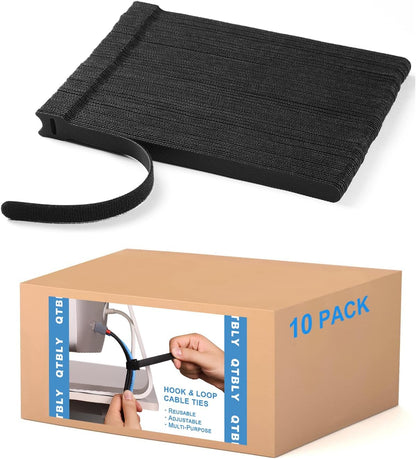 100 PCS 8 Inches Reusable Cable Ties | Adjustable Cord Wraps, Cable Straps | Hook & Loop Cord Organizer, Cable Management