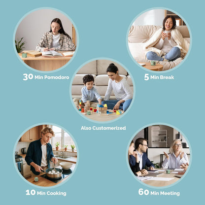 KADAMS Pomodoro Timer – Visual Cube with 5/10/30/60 Min Presets, LED Countdown Ring & Count Up Mode, Silent Flip Productivity Timer for Study, Classroom, Office, Cooking (Green 5-10-30-60 min)