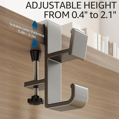 Desk Bag Hook, Purse Hook for Table, Aluminum Under Desk Handbag Hanger, Desk Mount Backpack Holder, Umbrellas,Headphone Holder - Cream