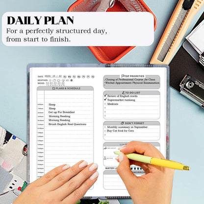 qianshan Travelers Notebook Inserts with PVC Sleeve,Undated Weekly Planner,Weekly To Do List Notepad,TN Journal,30 Sheets,8.5" x 4.7",Pocket Travelers Notebook for Journals,Diaries,Planners,Pink Cat