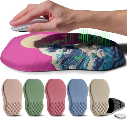 Ergonomic Raised Mouse Pad Wrist Support with Bilateral Slope Memory Foam Mousepad for Wrist Rest and Carpal Tunnel Pain Relief 11.8x7.9〃 Black