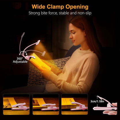 Gritin 19 LED Rechargeable Book Light for Reading in Bed with Memory Function- Eye Caring 3 Color Temperatures,Stepless Dimming Brightness,90 Hrs Runtime Lightweight Clip on Light for Book Lovers