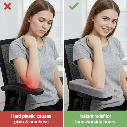 Smiry Ergonomic Office Chair Armrest Pads, Memory Foam Arm Rest Covers, Non-Slip Armrest Cushion with Adjustable Buckles and Straps, Elbow Relief for Desk, Gaming & Wheelchair (Black, Set of 2)