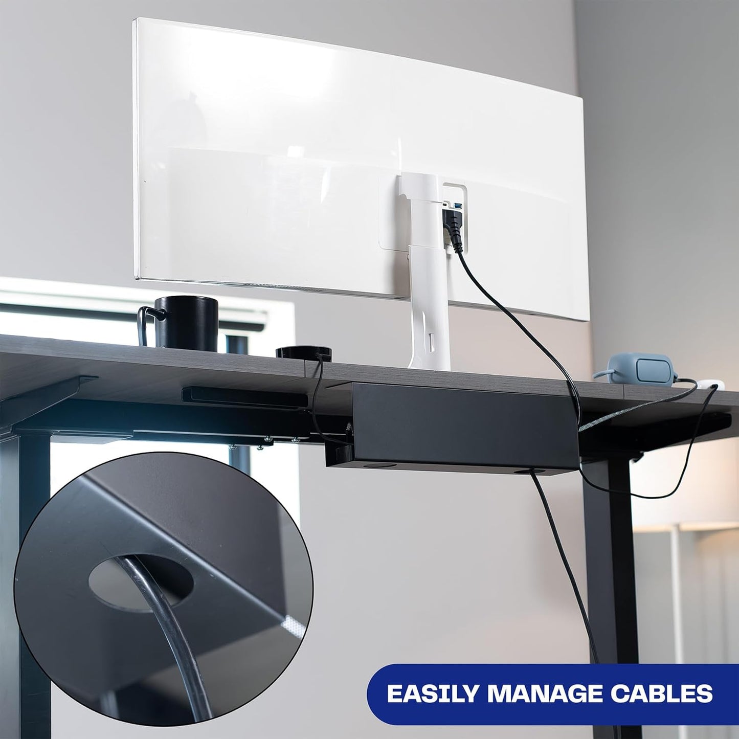 VIVO Under Desk 17 inch Cable Management Tray, Power Strip Holder, Cord Organizer, Wire Tamer for Office and Home, Black, DESK-AC06-1C