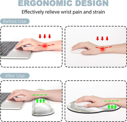 Ergonomic Mouse Pad with Wrist Rest and Keyboard Wrist Rest, Memory Foam Wrist Rest for Computer Keyboard, Easy Typing, Pain Relief, Mouse Pad Wrist Support for Gaming,Office, Laptop, Black Flower