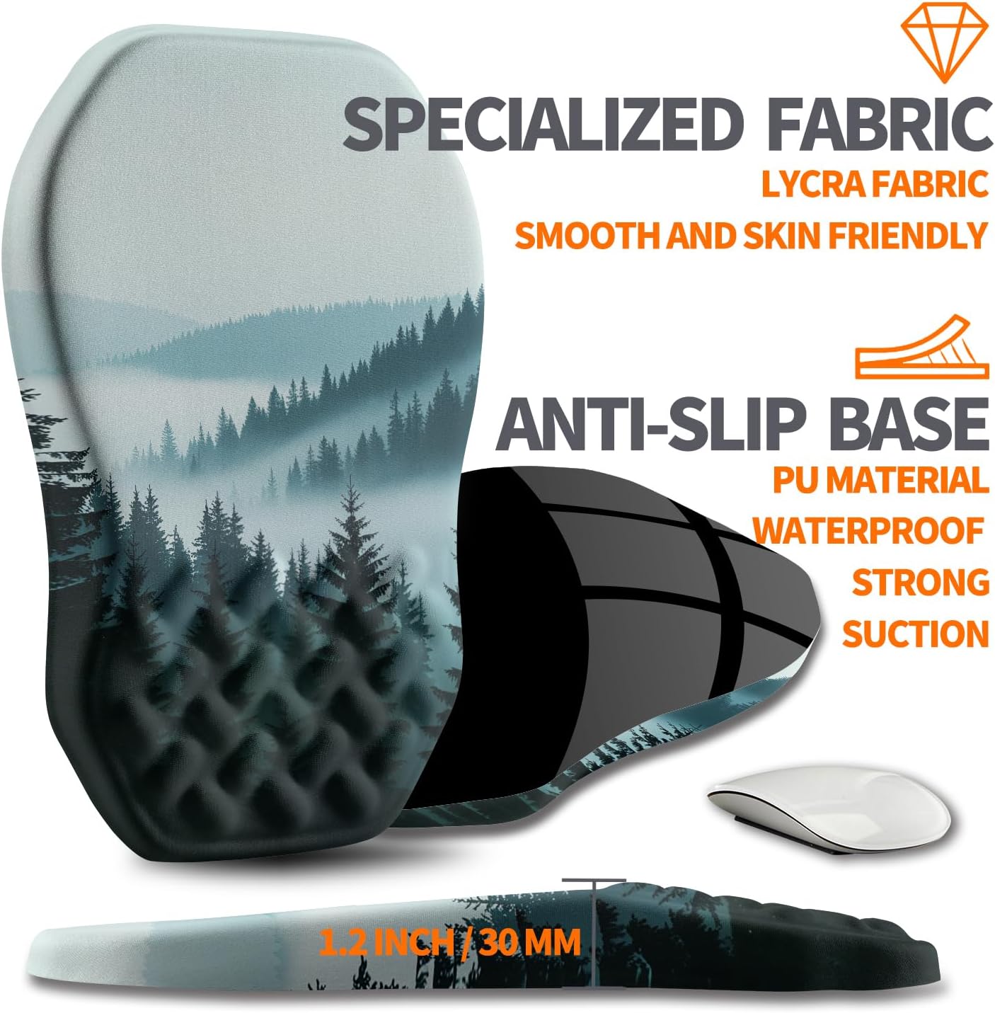 Ergonomic Slope Mouse Pad Wrist Support, Wrist Rest Mousepad for Carpal Tunnel Pain Relief with Massage Bulge and Slow Rebound Memory Foam (12x8 inch, Black)
