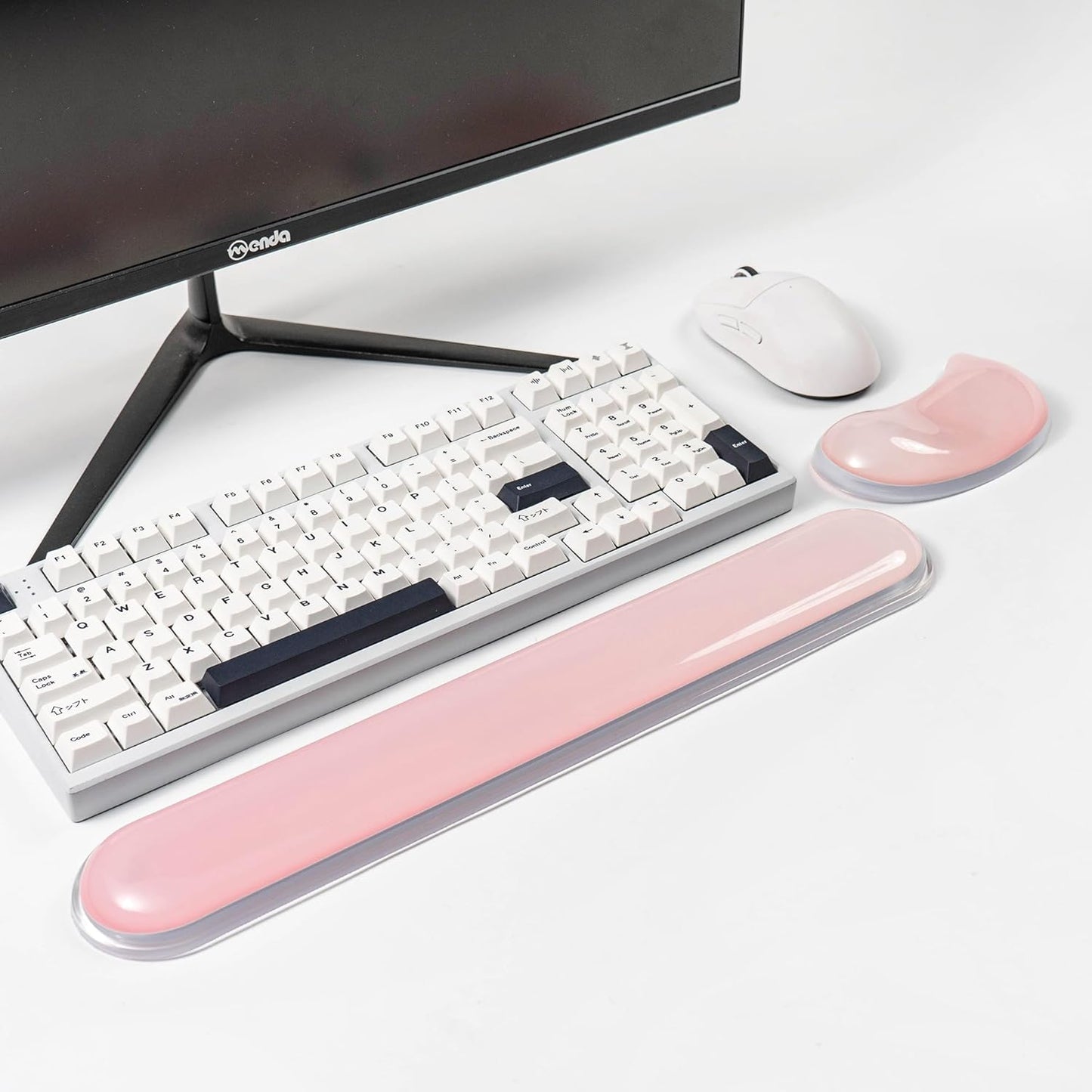 Gel Keyboard and Mouse Wrist Rest Set –White Clear Wrist Rest for Computer Keyboard 60%/68%/75%, Comfort & Support for Typing and Gaming