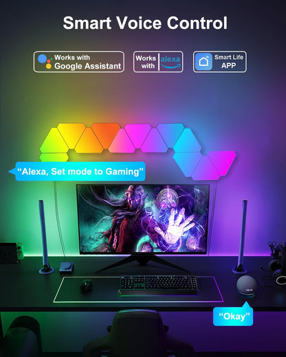 Gaming Light Bars with Dial Controller, Smart Gaming LED Lights RGB Light Bars Compatible with Alexa and Google Assistant, TV LED Backlight App Control Music Sync for Gaming Room Bedroom Decor Gifts