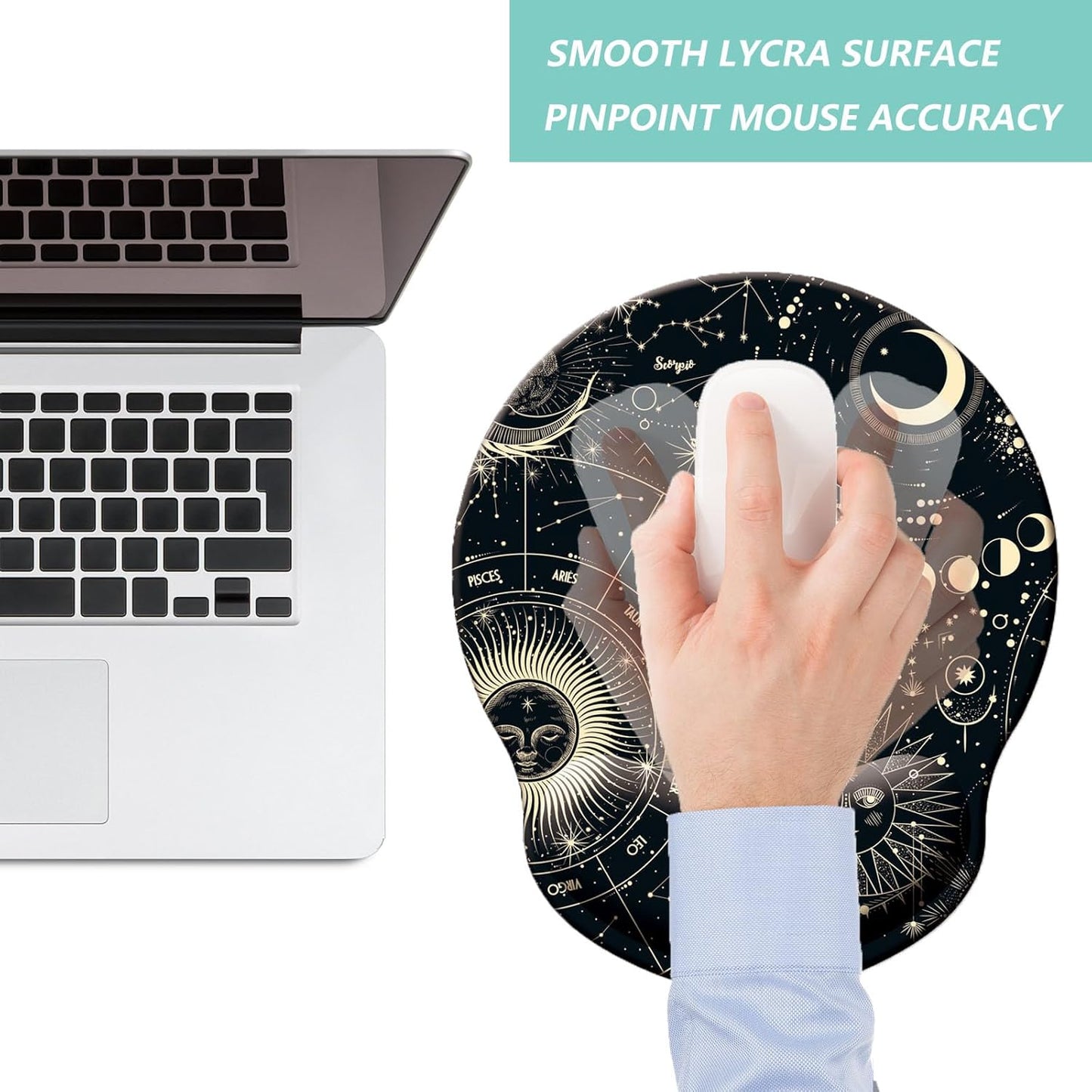 Mouse Pad with Wrist Support, Ergonomic Mouse Pad with Memory Foam Wrist Rest Cushion, Non-Slip Rubber Base Gaming Mice Pad for Home Office Computer Laptop, Flowers Grass