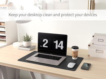 RENMTURE Dual-Sided Mouse Pad, Natural Cork & PU Leather Large Desk Pad for Office and Home Work, Desk Protector Non-Slip, Waterproof, Easy Clean (Olive Green, 32"x16")