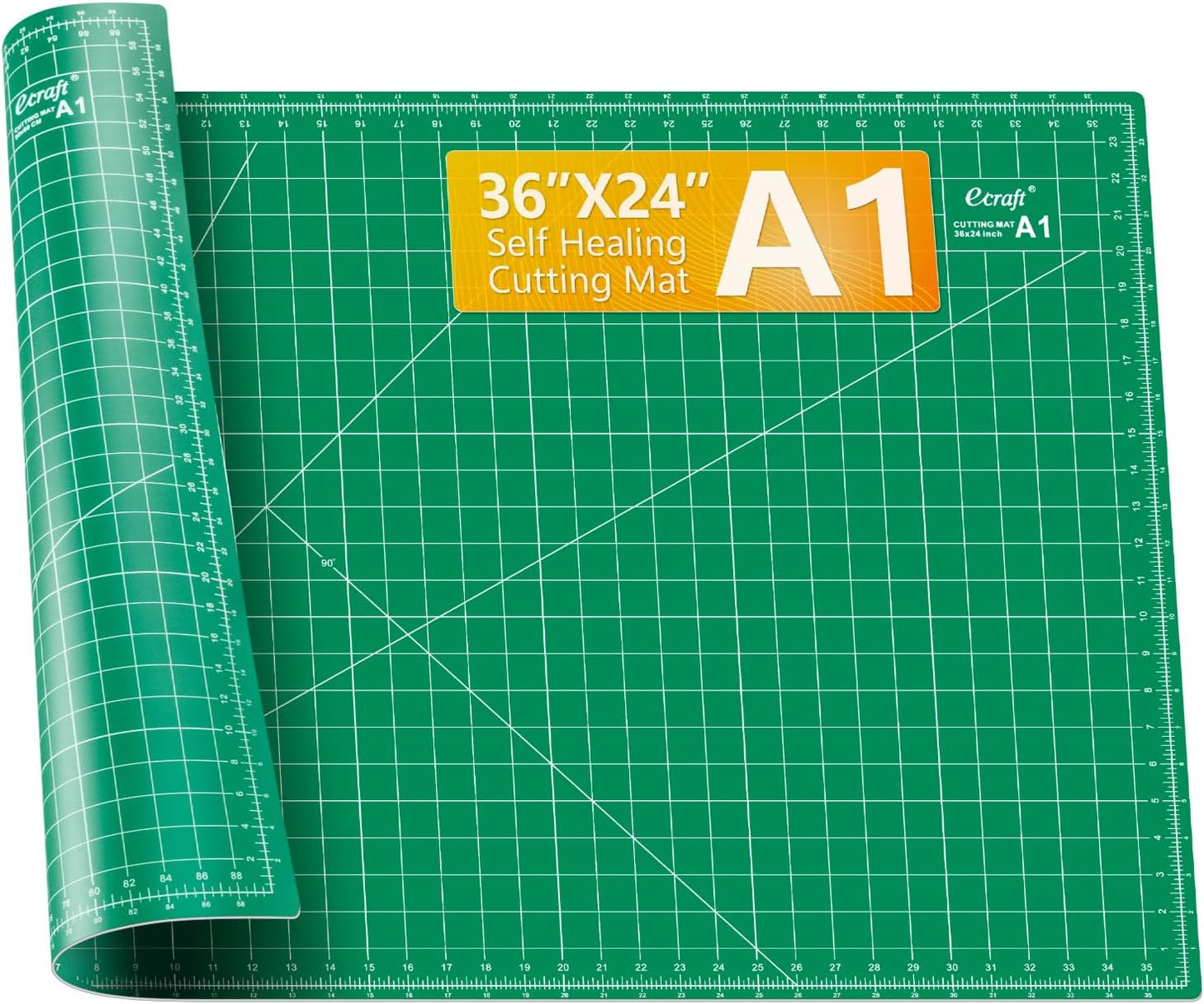 Ecraft Large Self Healing Cutting Mat: 24" x 36" Double Sided 5-Ply Hobby Mat, A1 Rotary Cutting Sewing Mat for Crafts, Fabric,Sewing,Quilting,Scrapbooking,Projects,Grey/Black