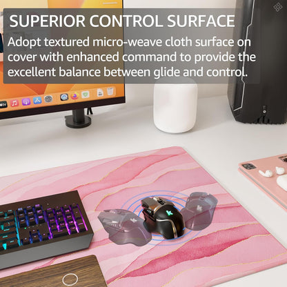 KTRIO Large Gaming Mouse Pad Desk Mat, Superior Micro-Weave Cloth for Precise Mouse Control, Non-Slip Rubber Base, Stitched Edges, Water-Resistant, for Gamer, Office & Home, 31.5" x 11.8" inches