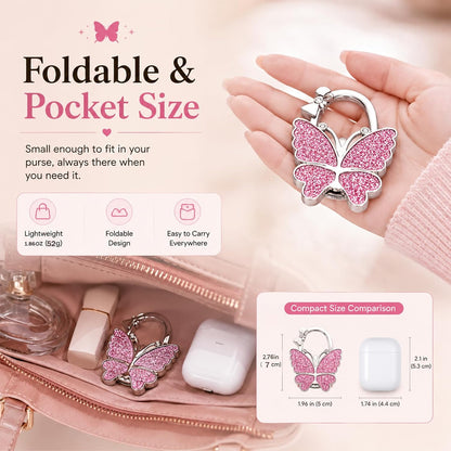 Portable Purse Hook for Table Foldable Handbag Hanger Folding Bag Holder Black