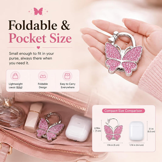 Portable Purse Hook for Table Foldable Handbag Hanger Folding Bag Holder Black