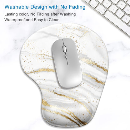 ITNRSIIET Ergonomic Mouse Pad with Gel Wrist Support Wrist Rest Smooth Surface Non-Slip PU Base Comfortable Office Supplies Pain Relief, 9.5 x 8 inches, Beach