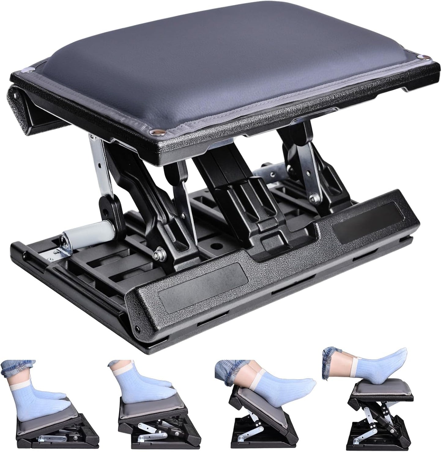 Scalebeard Foot Rest for Under Desk at Work,Height Adjustable Infinite Angle Ergonomic Foldable Footrest for Office, Gaming,Computer, Removable Pad Desk Foot Stool with Massage Beads,for All Seasons
