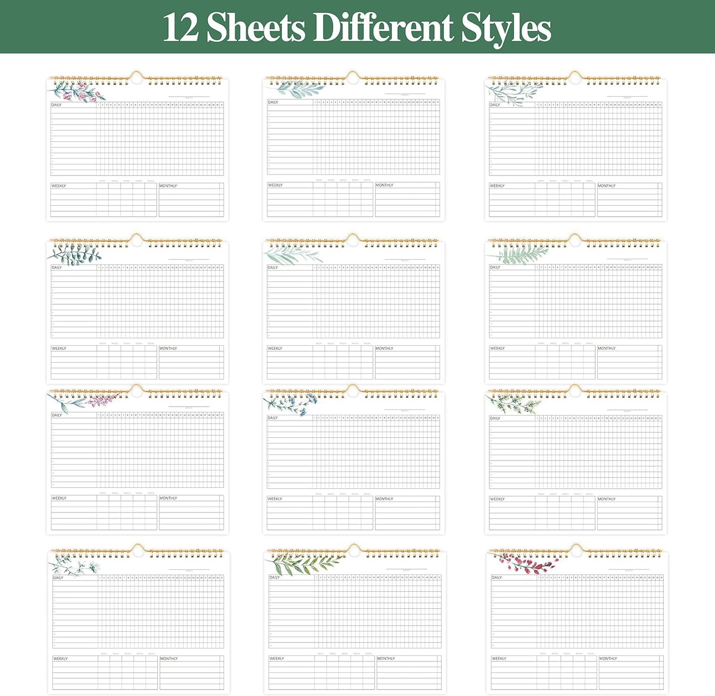Habit Tracker Calendar- 12 Months Undated Daily, Weekly & Monthly Habit Tracker Journal, Writable Habits Track Calendar for Goal Setting, Boost Productivity, Workout Motivation & Self Care Tool
