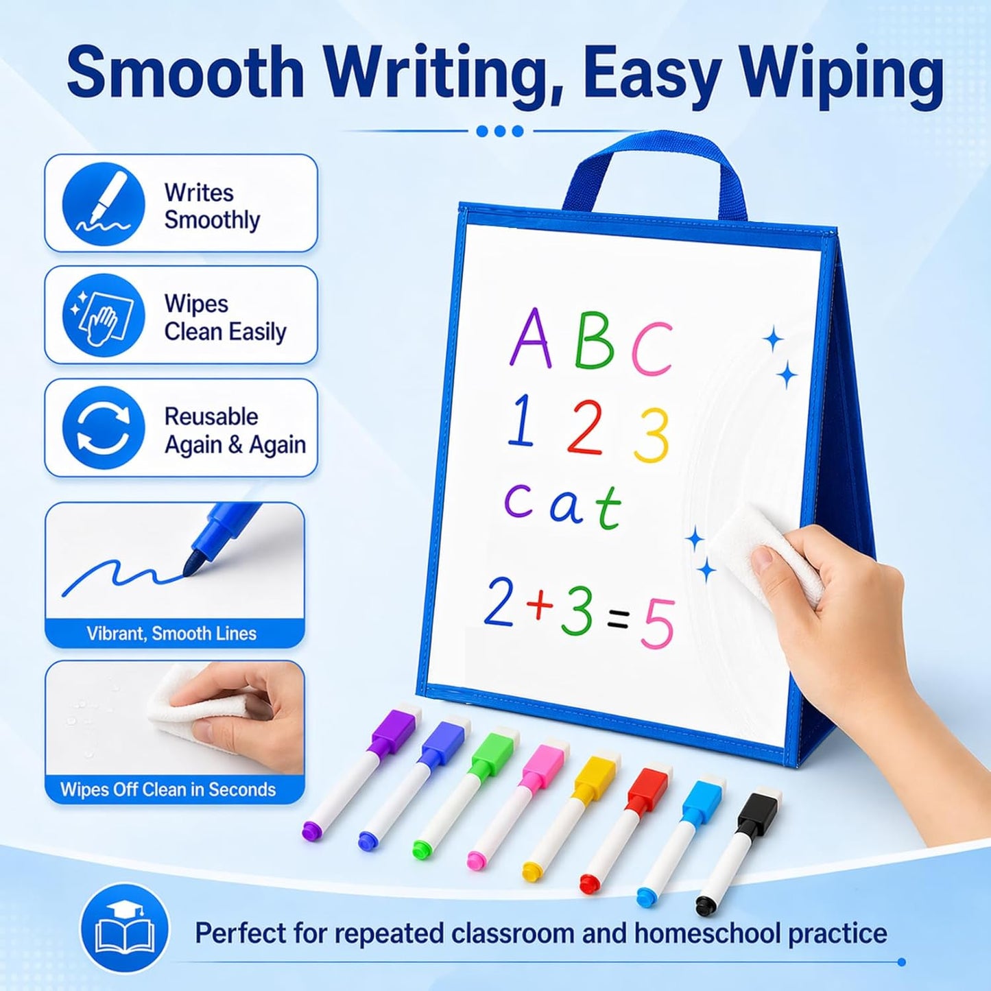 Tabletop Whiteboard Dry Erase Easel Foldable Portable Standing Whiteboard Dry Erase Board Magnetic for Teachers Office Teaching Supplies