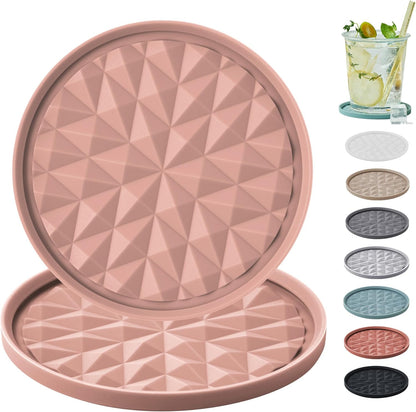 Silicone Coasters for Drinks [2 Pack for Office]- Cup Mat for Tabletop Protection-Non-Slip, Non-Stick, Coffee Table Decor, Great Gift for Any Occasion, Black