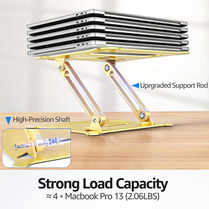 Urmust Aluminum Laptop Stand, Portable Laptop Riser, Adjustable Laptop Stand for Desk Foldable, Ergonomic Computer Notebook Holder for MacBook Air Pro HP, Office Desk Accessories (10-15.6'')- Black