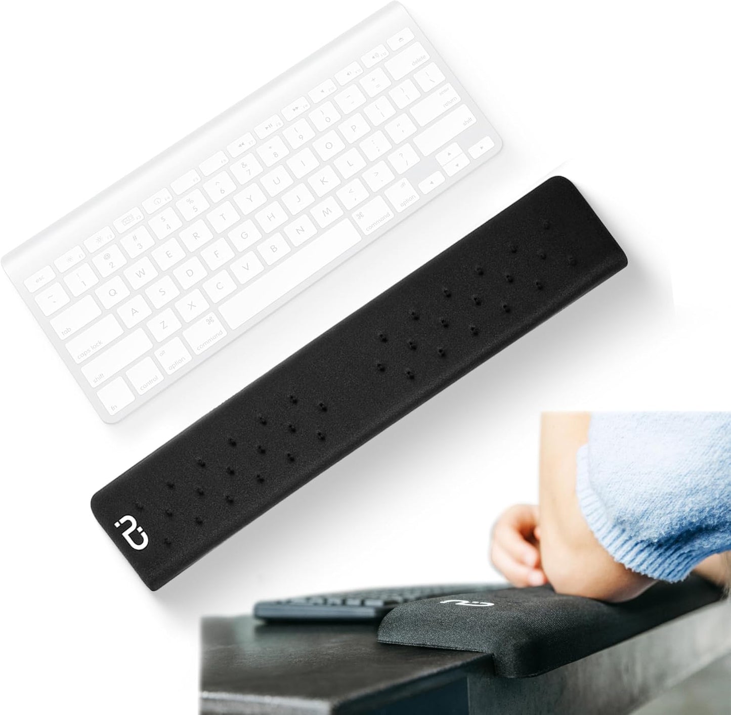 EdgeRest PostureUp L-Shaped Desk Long Wrist Rest Elbow, Forearm & Wrist Comfort Support for Table or Desk Edge, Non-Slip, Memory Foam Padding, Ergonomic Design for Work, Universal Fit, Black